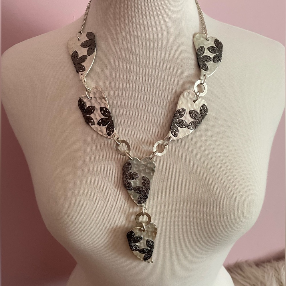 Silver and Black Leaf Necklace